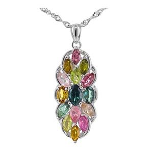 Multi color tourmaline necklace in sterling silver